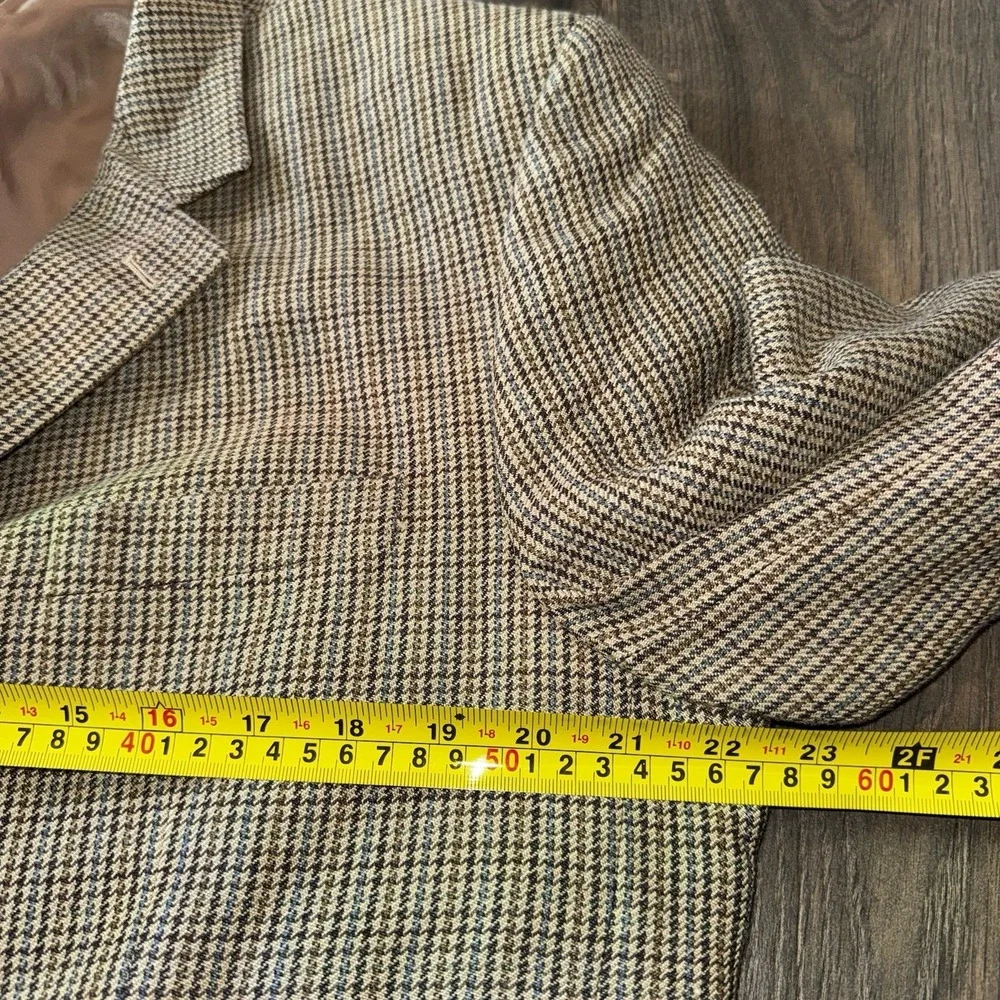 Chaps Wool Blend Sport Coat Mens 46L Houndstooth Silk Blazer Suit Jacket Career - Picture 11 of 16